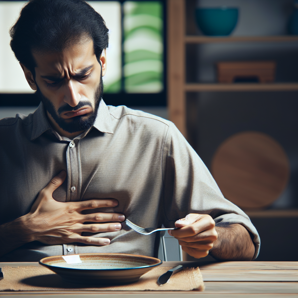 A person looking gaunt and visibly fatigued, clutching their stomach with an expression of deep hunger and frustration, sitting at a table with an empty plate. The scene should convey the emotional and physical toll of extreme calorie restriction for weight loss, with a slightly desaturated, realistic style.