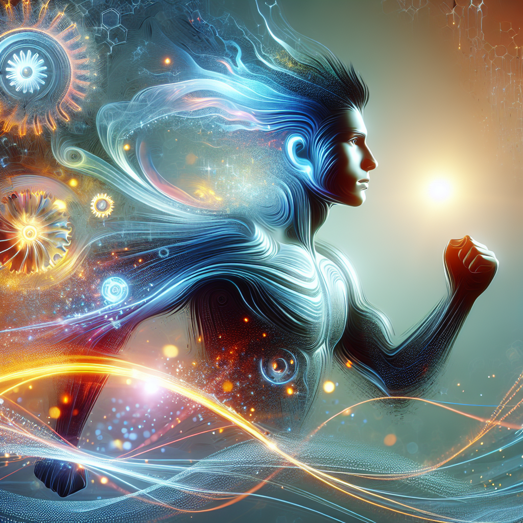 A vibrant, dynamic illustration of a person (gender neutral or subtly feminine for a blog aesthetic) radiating energy and vitality. Abstract, glowing patterns and subtle mechanical gears or energy flows emanate from their core, symbolizing a boosted metabolism and efficient fat burning. The background is clean and slightly blurred, suggesting a healthy, active lifestyle. Modern, inspiring digital art style.