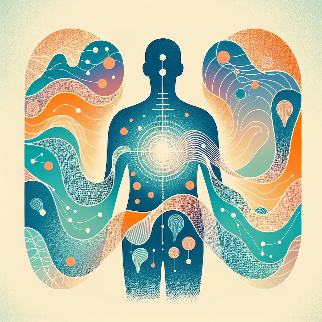 An abstract, serene illustration showing a stylized human torso with gentle, stable energy waves radiating from its core, symbolizing stable insulin levels and efficient fat burning. Subtle visual cues of fat cells diminishing or converting to energy, conveying long-term weight management and metabolic health achieved by avoiding constant snacking. Light, energetic color palette.