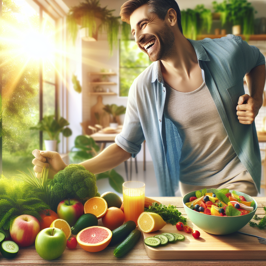 A vibrant, happy person (diverse, 30s-40s) engaging in effortless, healthy daily activities, like a brisk walk in a sunlit park or joyfully preparing a fresh, colorful meal in a modern kitchen. The image should convey well-being, sustainable living, and ease, not struggle or diet restriction. Realistic photography, bright and inviting atmosphere, no text.