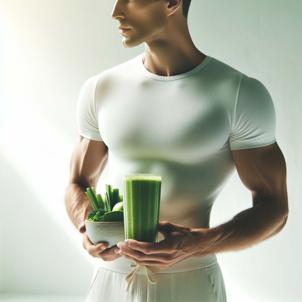 A person with a visibly healthy, slightly toned midsection, wearing comfortable, light fitness apparel, stands confidently. They are holding a vibrant green smoothie or a bowl of fresh fruit. The background is clean and bright, suggesting a fresh start and a healthy, active lifestyle. The overall feeling is positive, achievable, and aspirational, with soft, natural lighting. High-quality photographic style.
