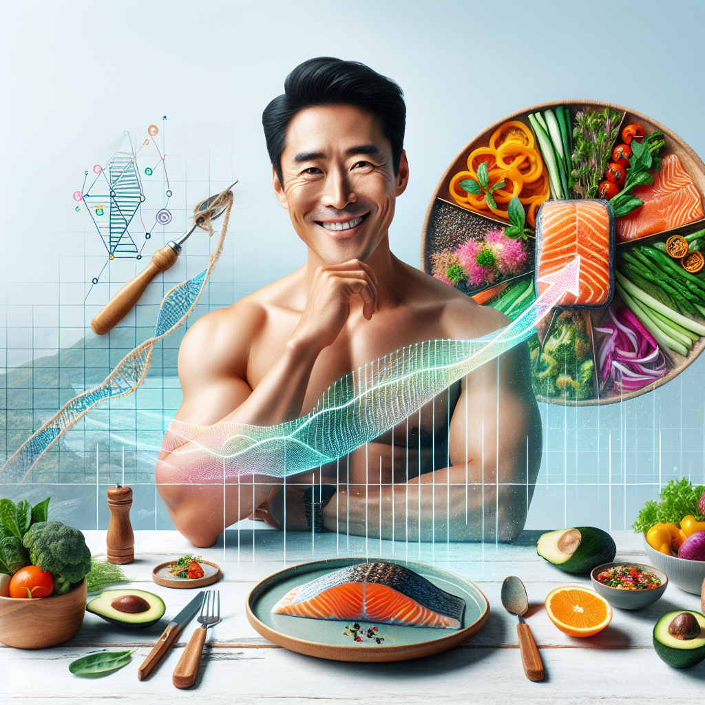 A vibrant and uplifting image of a diverse person, smiling confidently and looking healthy, sitting at a table with a beautifully arranged, colorful low-carb meal (e.g., grilled salmon, vibrant mixed vegetables, avocado). In the background, a subtle, smooth, upward-curving path or a gentle, stable graph line subtly symbolizes sustainable progress and long-term weight loss, emphasizing freedom from the jojo effect. The style is modern, clean, and inspiring, with natural light and high detail, conveying a positive and balanced lifestyle.