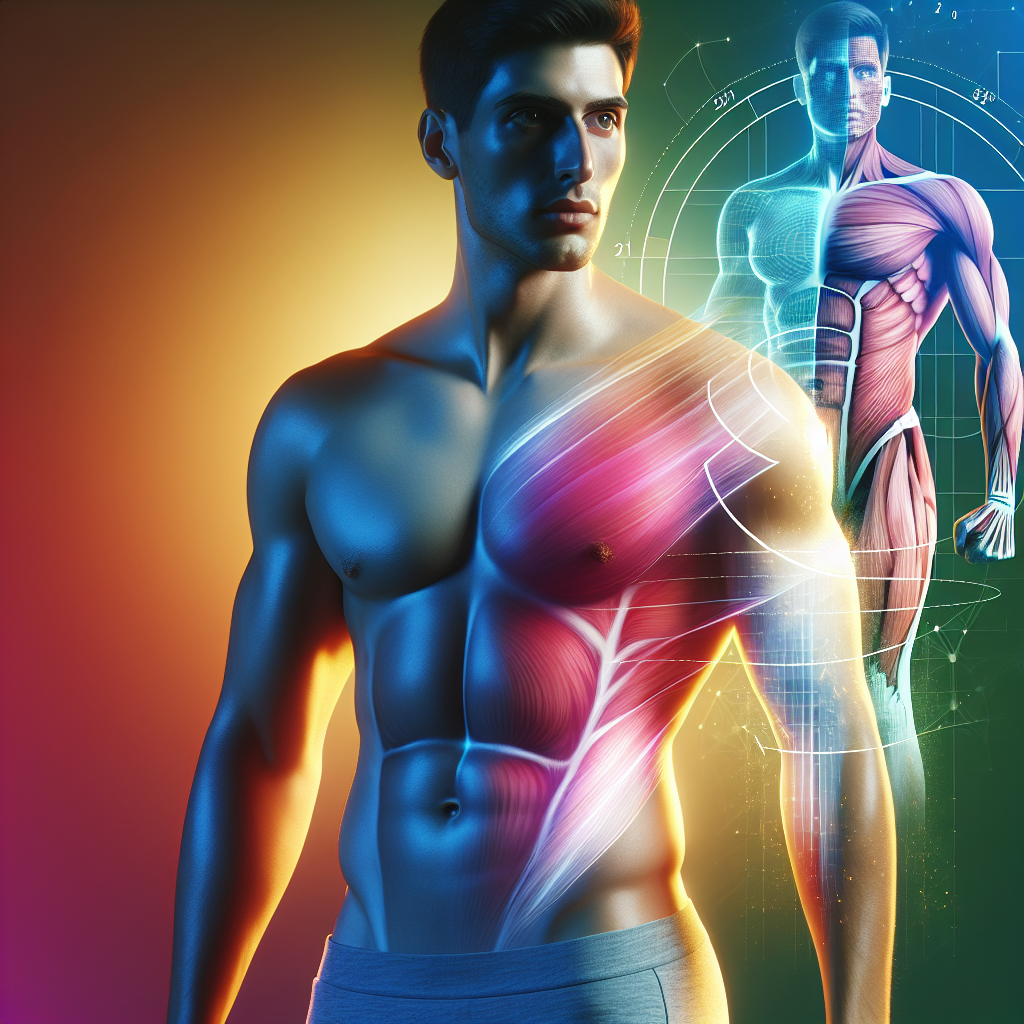 A digitally painted conceptual image of a healthy, fit person (gender-neutral) with a clear visual representation of fat decreasing while muscle mass remains prominent and toned. The person stands confidently, possibly with a subtle overlay or graphical element showing fat 'melting away' from a strong physique. Bright, encouraging colors, clean background. Studio lighting.