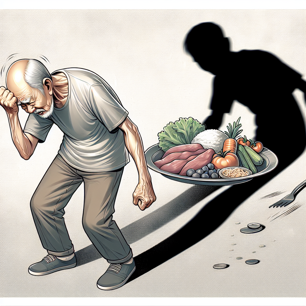 A visibly tired and somewhat frail person, looking frustrated, struggling to push a heavy, empty plate away from them, symbolizing the depletion and unsustainability of a fat-free diet. Around them, abstract, faded silhouettes of essential nutrients or vibrant foods are just out of reach. The overall mood is one of struggle and deficiency, set against a bland, uninspiring background, in a slightly illustrative style.