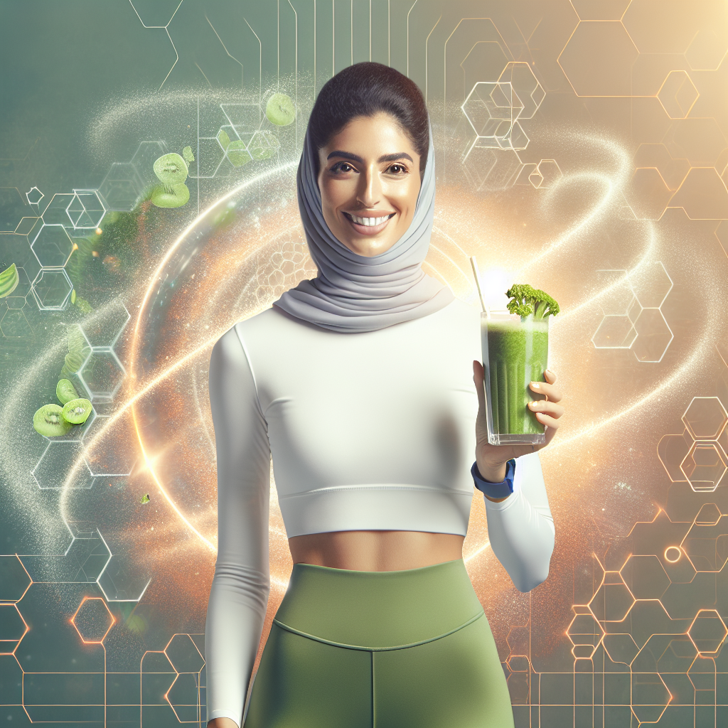 A person with a healthy, lean physique looking energetic and vital, perhaps smiling while holding a fresh green smoothie or a healthy low-carb snack. The background features a subtle, abstract representation of fat burning or metabolic energy, like glowing lines or a warm, soft light emanating from their core. The overall mood is positive, active, and radiates well-being, suggesting effective weight loss. Bright, optimistic colors.