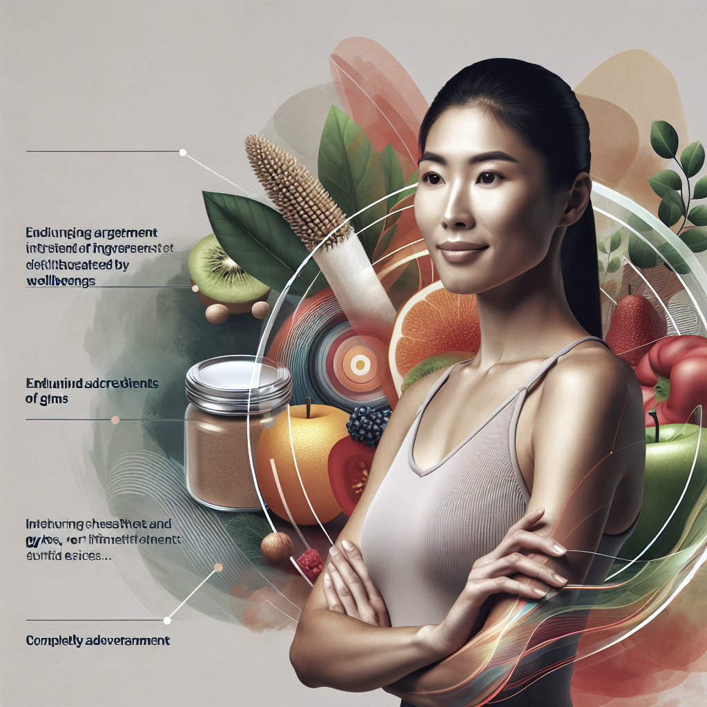 A serene and happy person with a visibly healthy physique stands confidently, subtly surrounded by an artistic and abstract halo or pattern of fresh, wholesome ingredients like fruits and vegetables, suggesting a diet-focused approach to wellness. There are absolutely no elements of sports, gyms, or strenuous exercise. The overall feeling is one of effortless progress and sustainable health achieved through nutrition. The aesthetic is clean, modern, and uplifting, using a soft, harmonious color palette. Digital painting or high-quality illustration.