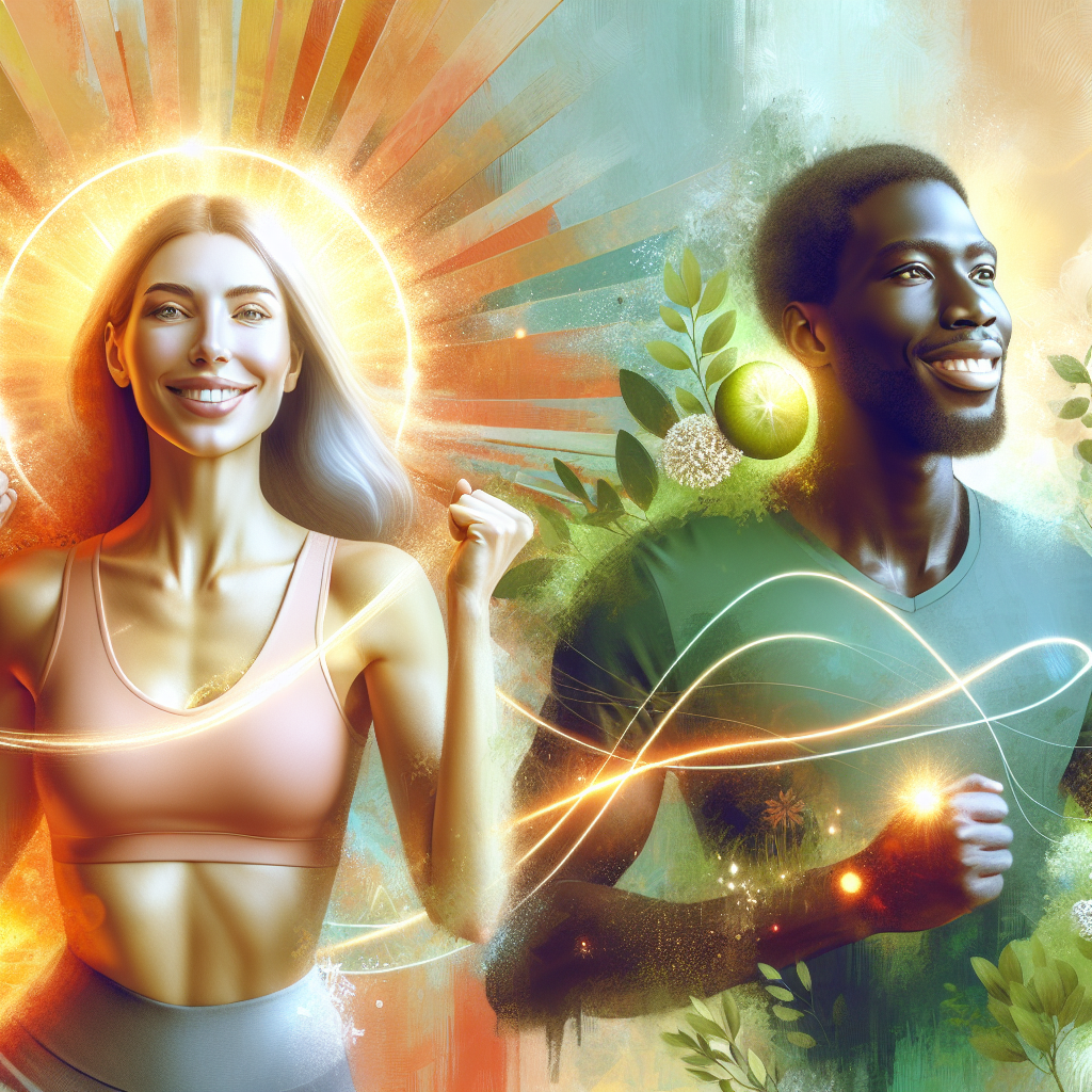 A vibrant, energetic person with a subtle, warm glow emanating from their core, symbolizing an active and healthy metabolism. They are smiling confidently, engaging in a gentle, wellness-focused activity like a morning stretch or meditation, surrounded by a bright, fresh, and natural environment (e.g., soft sunlight, green plants). The image should convey a sense of vitality, inner strength, and renewed energy in a clean, optimistic art style.