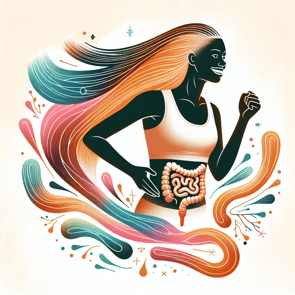 A vibrant and energetic digital illustration depicting a happy person in light motion, such as a brisk walk or gentle jog, radiating health and vitality. Around them, abstract, flowing lines and soft, warm colors subtly symbolize a smoothly functioning digestive system and an active metabolism, emphasizing regularity and well-being. The style is clean, modern, and positive, with a focus on natural health and energy.