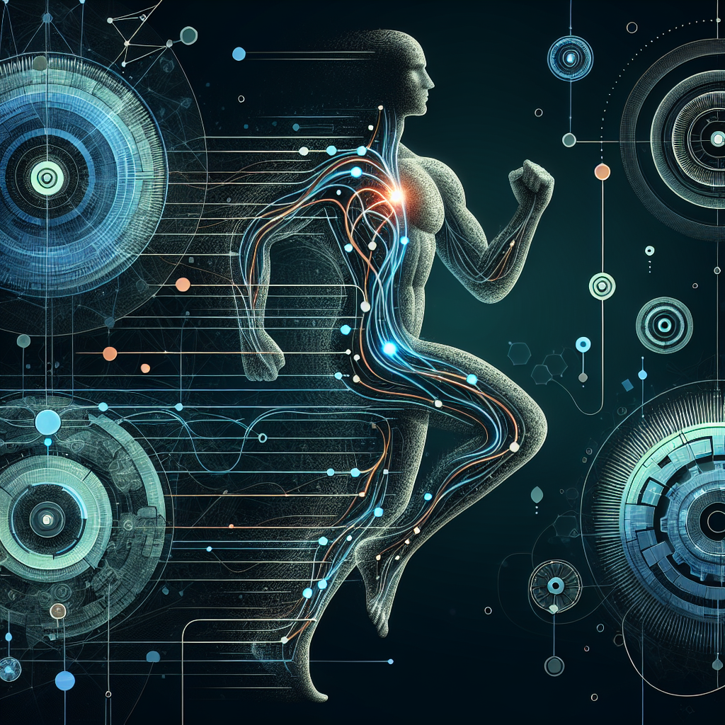 An abstract, vibrant illustration depicting a stylized human body with glowing energy pathways and subtle mechanical gears inside, symbolizing an active and optimized metabolism. Around the figure, minimalistic digital interface elements float, suggesting data analysis and health metrics. The overall aesthetic is clean, scientific, and forward-thinking, with a color palette of electric blues, greens, and warm orange accents. Conceptual art.