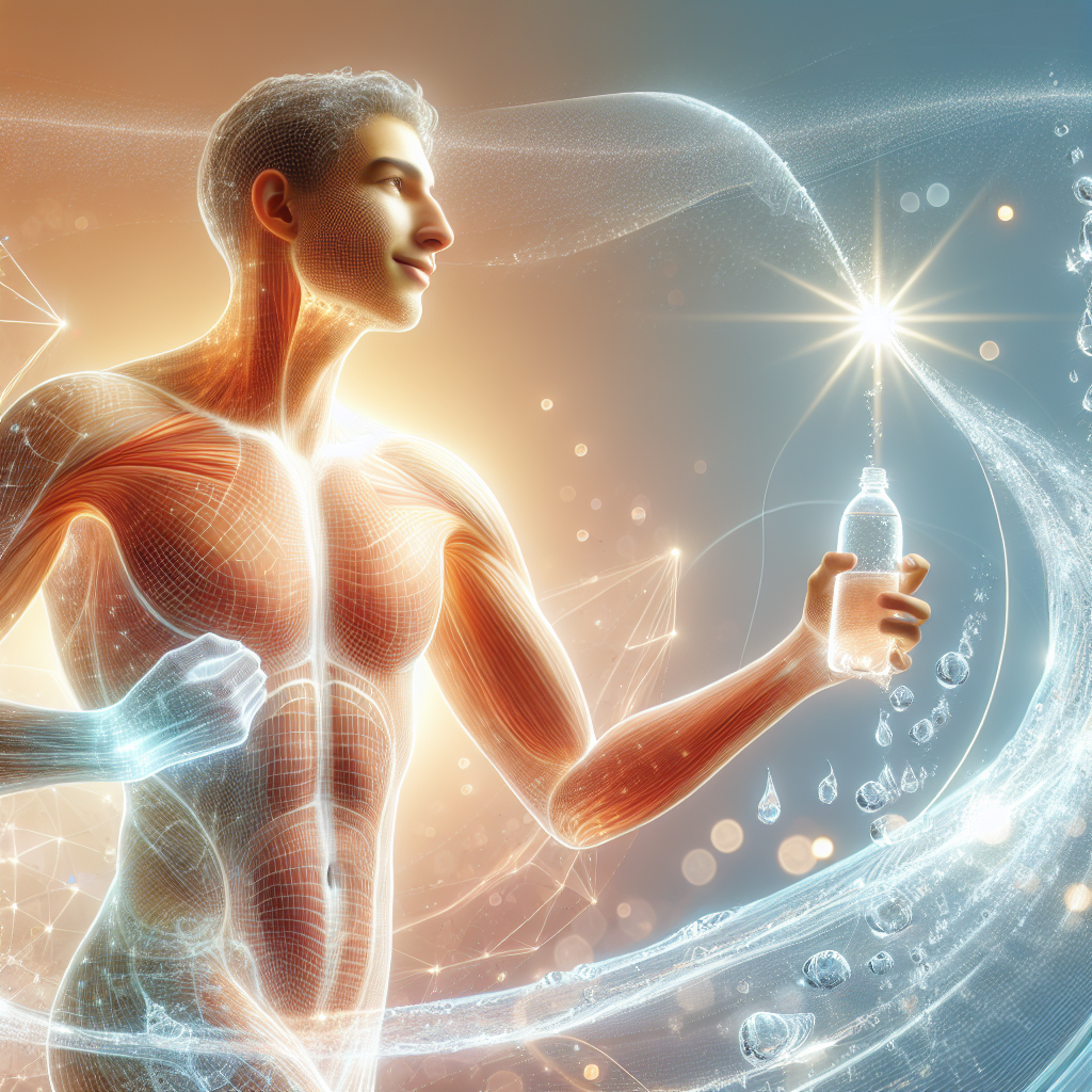 A vibrant, energetic person, radiating health and lightness, engaged in a gentle movement (e.g., light stretching or walking). Subtle, glowing energy lines are visible around their body, symbolizing an active metabolism. Simultaneously, shimmering, clear water droplets are gracefully dissipating from their form, illustrating detoxification and the removal of excess fluids. The background is bright, clean, and inspiring, conveying a sense of well-being and refreshment. Realistic, slightly ethereal style.