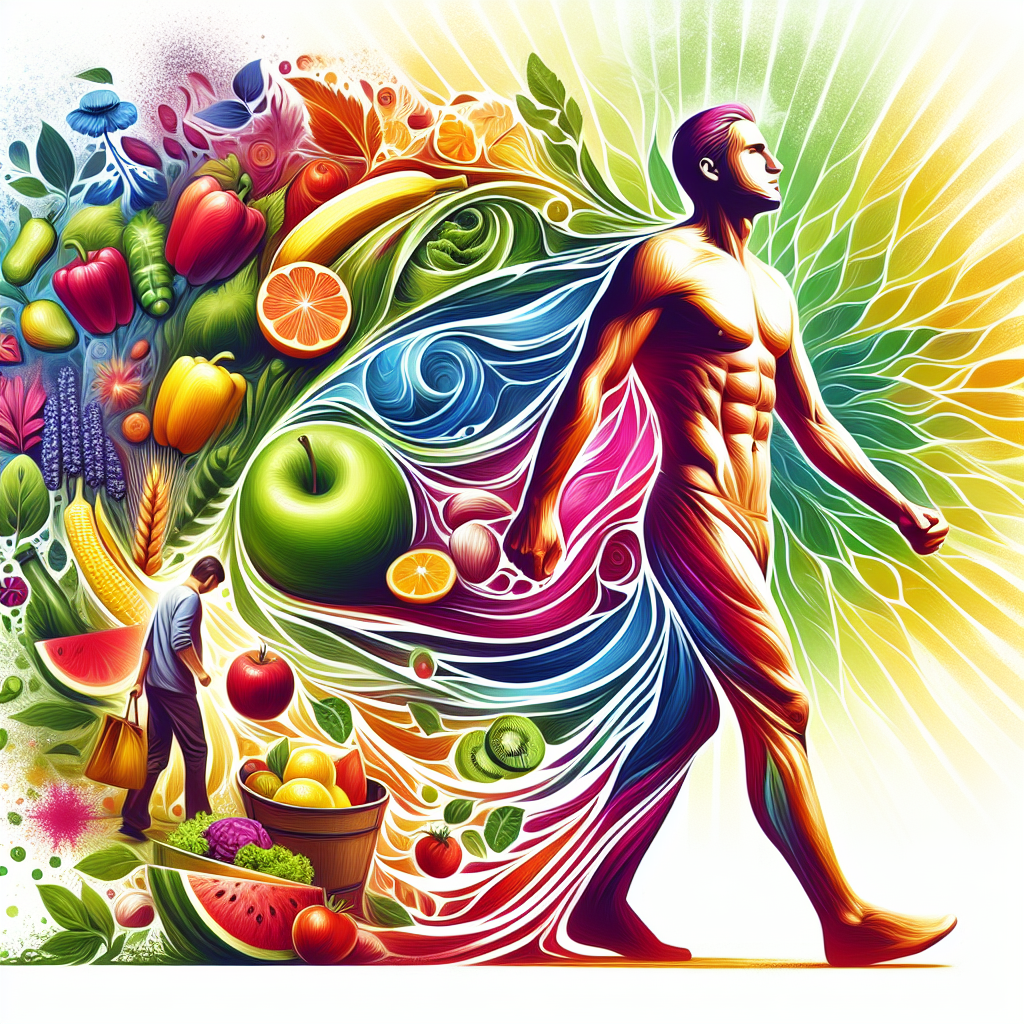 A vibrant, high-energy illustration depicting healthy and sustainable weight loss. A person is shown in a dynamic transformation, moving from a slightly less fit form to a lean, confident, and joyful figure. Surrounding them are symbolic elements of a balanced diet like fresh vegetables, fruits, and lean protein, subtly integrated with active elements such as a person walking in a park, or gentle exercise. The overall aesthetic is bright, optimistic, and emphasizes well-being and achievable progress, rather than extreme measures. Professional illustration style.