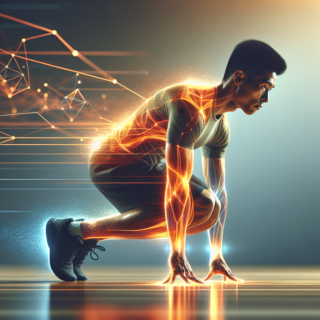 A dynamic and energetic scene of a fit person performing a high-intensity exercise like burpees or jumping jacks, radiating vitality. Subtle visual elements like glowing lines or a warm aura around the body indicate increased internal energy flow and metabolic activity. The style is modern, bright, and inspiring, set in a clean, minimalist fitness environment, emphasizing health, energy, and fat burning.