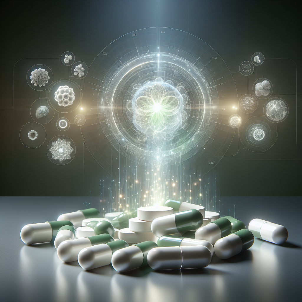 A modern, clean image depicting a few sleek white and green supplement pills arranged artfully next to an abstract, glowing representation of the human metabolic system, perhaps with subtle gears turning faster or energy lines emanating outwards. The background is bright and minimalist, conveying a sense of health, science, and energy. Soft, natural lighting. Digital art.