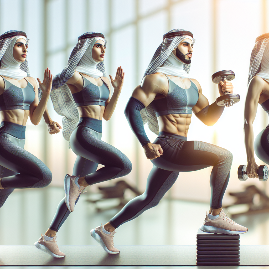 A dynamic and inspiring image of a person, gender-neutral, in modern athletic wear, simultaneously engaged in different exercises: a brisk run (symbolizing cardio), lifting a light dumbbell (representing strength training), and subtly transitioning into a core-strengthening pose like a plank or side crunch. The background is a clean, bright, and modern fitness environment, perhaps with soft natural light. The person looks determined, healthy, and energetic, conveying the message of a holistic approach to losing belly fat through varied exercise. The overall tone is positive and motivating, with a focus on active lifestyle and wellbeing.