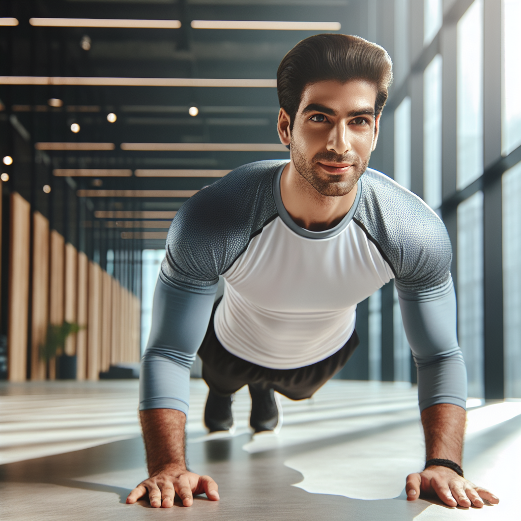 A fit person in athletic wear performing a plank exercise with perfect form, demonstrating strong core engagement and a determined yet positive expression. The background is a clean, modern fitness studio with natural light, emphasizing a healthy and active lifestyle for effective belly fat reduction. The overall mood is empowering and focused on progress.